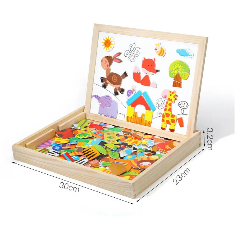 Wooden Magnetic Drawing & Puzzle Box — Pivoli Toys