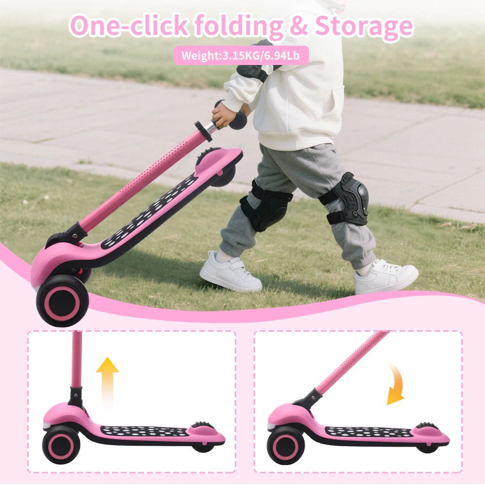 Kids' 3-Wheel Light-Up Folding Scooter