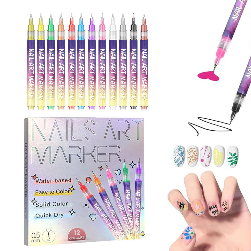 Nail Art Pens — Fine & Rounded Tip Duo