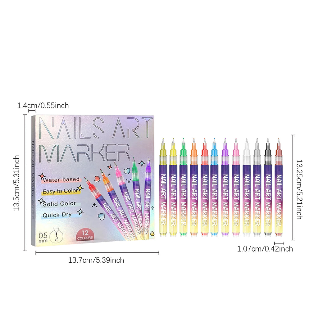 Nail Art Pens — Fine & Rounded Tip Duo