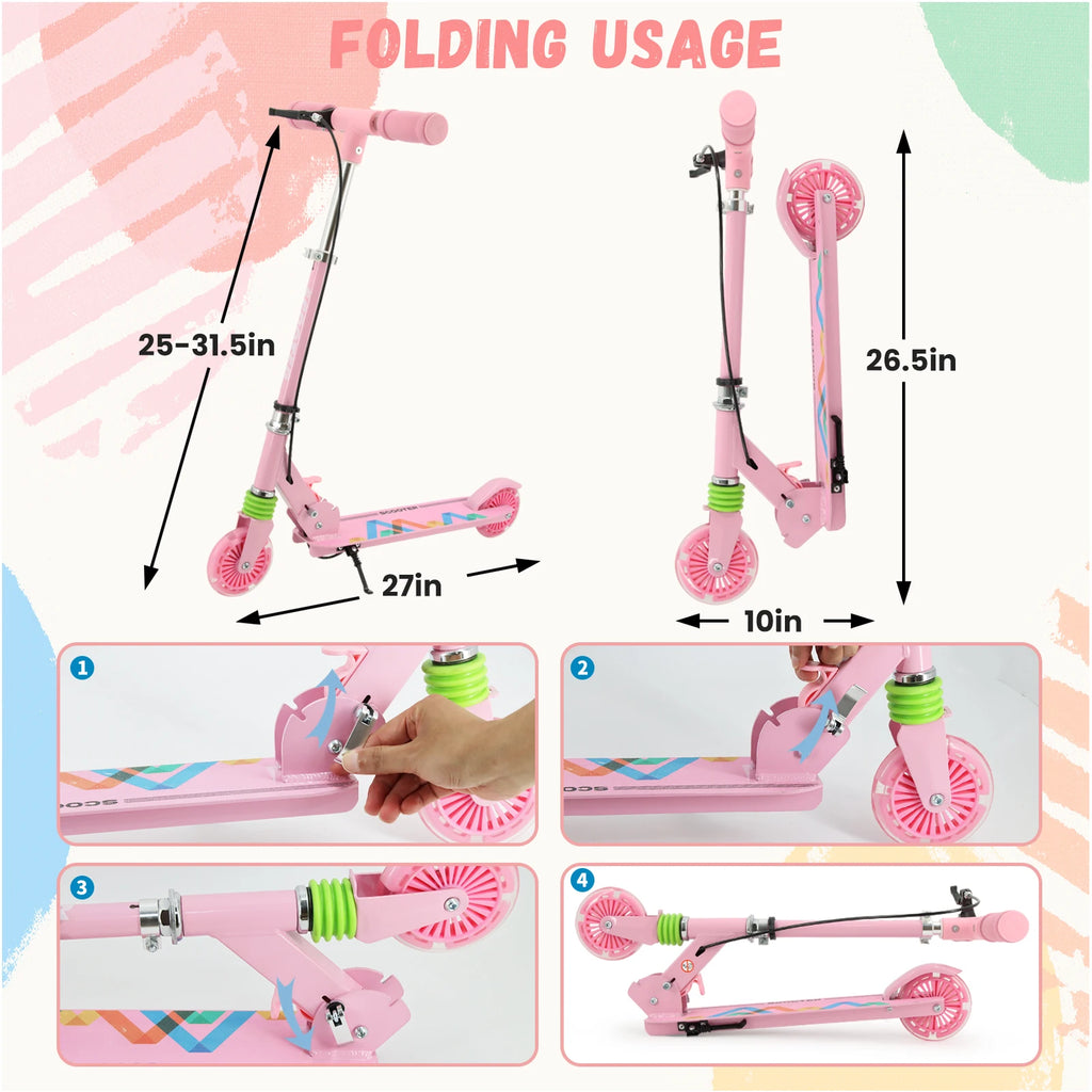 Kids' 2-Wheel Light-Up Folding Scooter