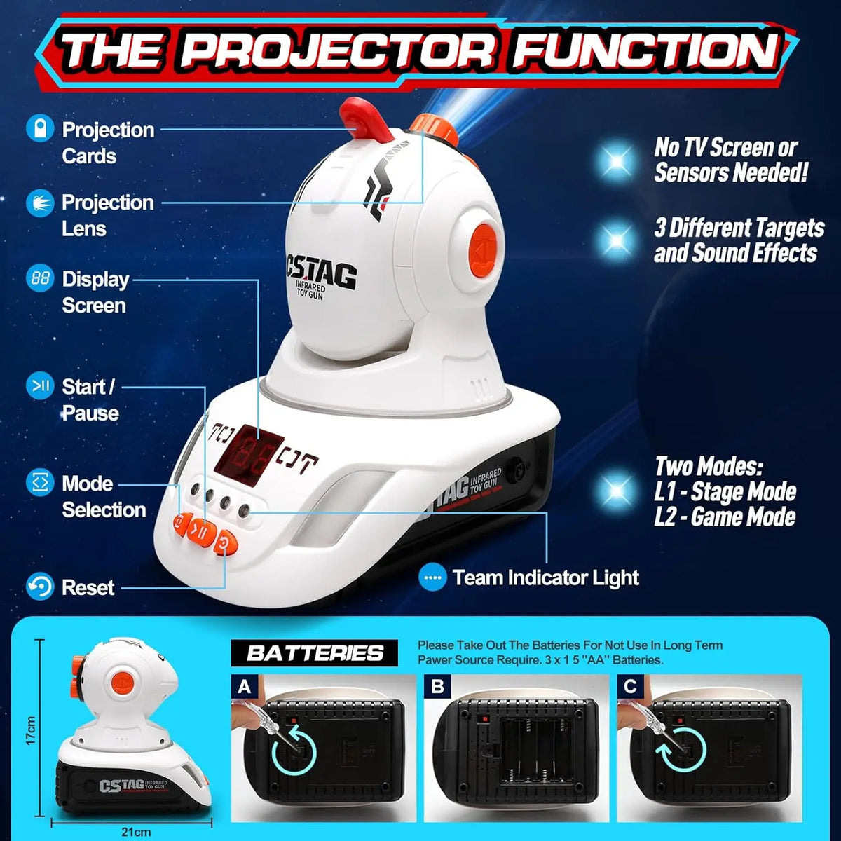 Laser Tag Projector Game with 2 Blasters