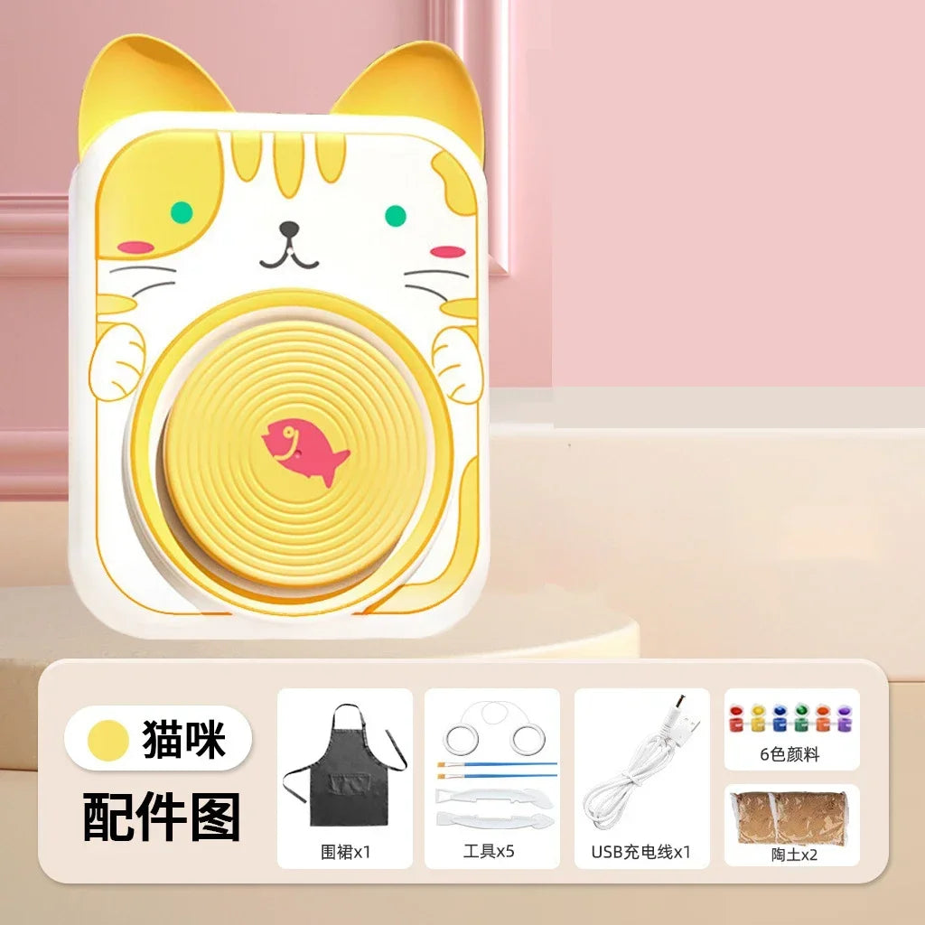 Mini Pottery Wheel for Kids – Cat or Dog Kit