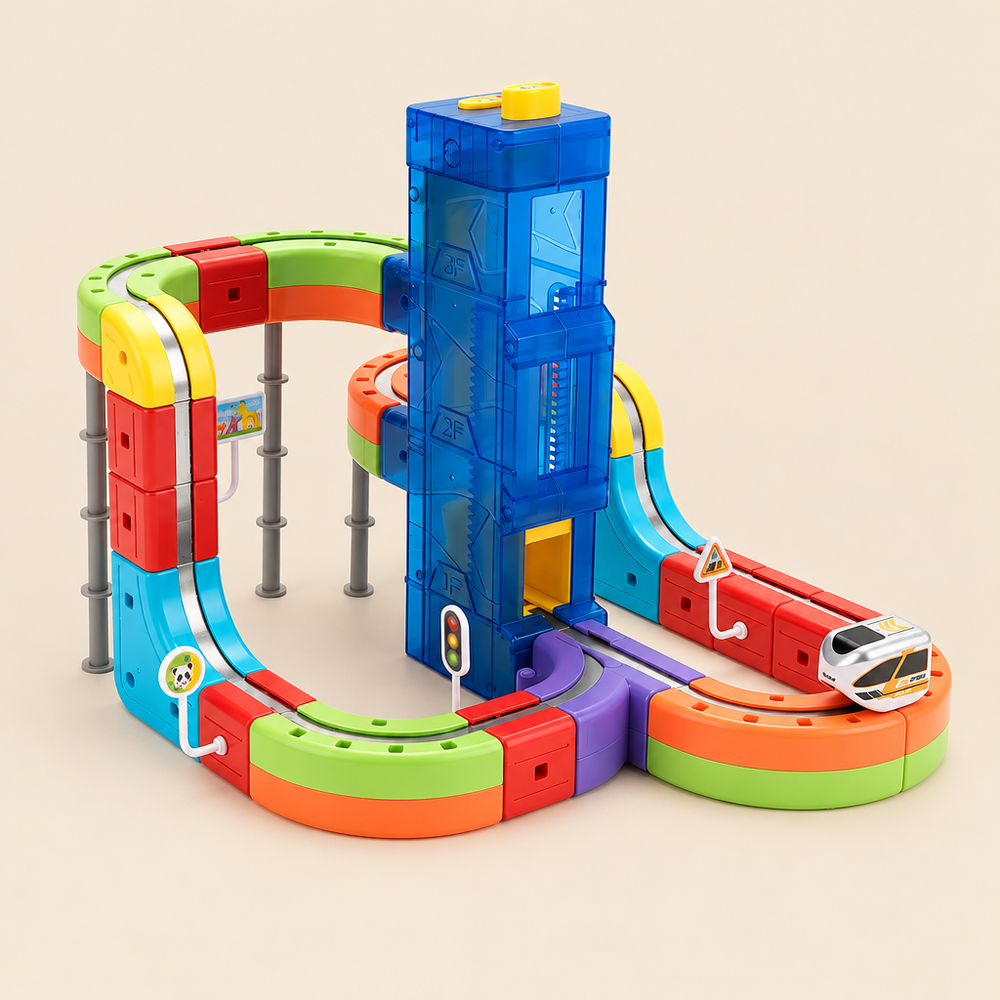 Magnetic Train Track Set with Lift Tower