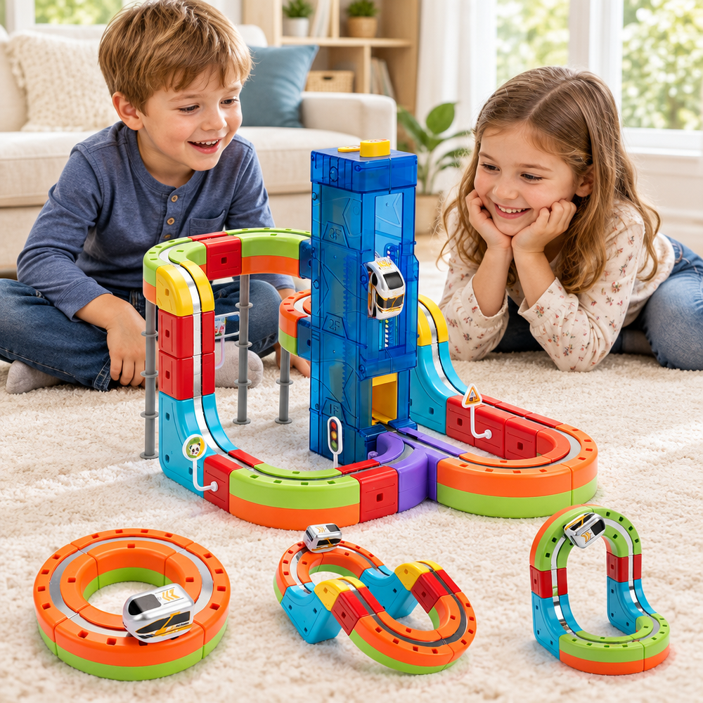 Magnetic Train Track Set with Lift Tower