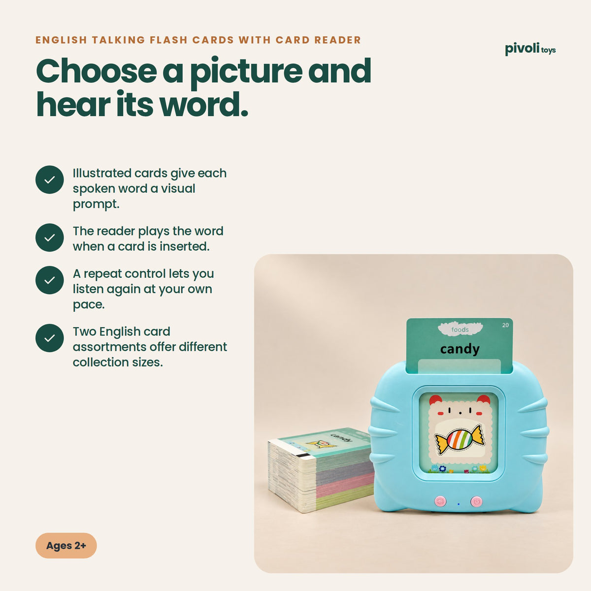 English Talking Flash Cards with Card Reader: key features and age guidance