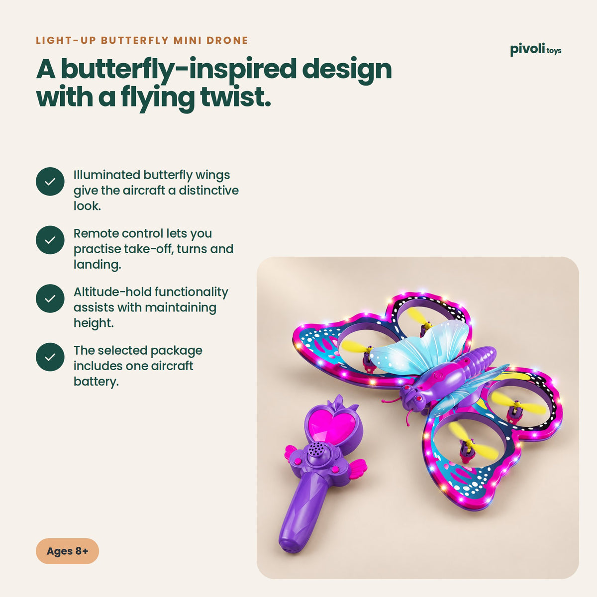 Light-Up Butterfly Mini Drone: key features and age guidance