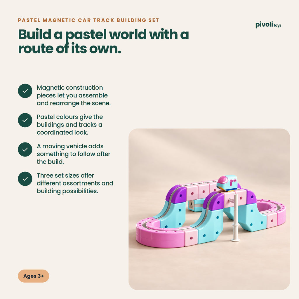 Pastel Magnetic Car Track Building Set: key features and age guidance