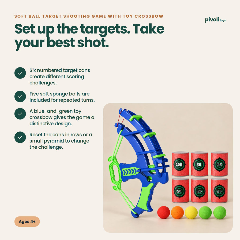 Soft Ball Target Shooting Game with Toy Crossbow: key features and age guidance