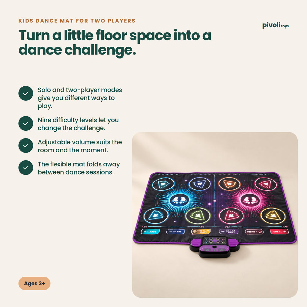 Kids Dance Mat for Two Players: key features and age guidance