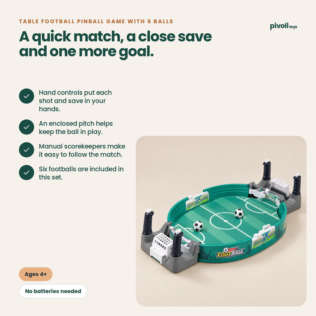 Table Football Pinball Game with 6 Balls: key features and age guidance