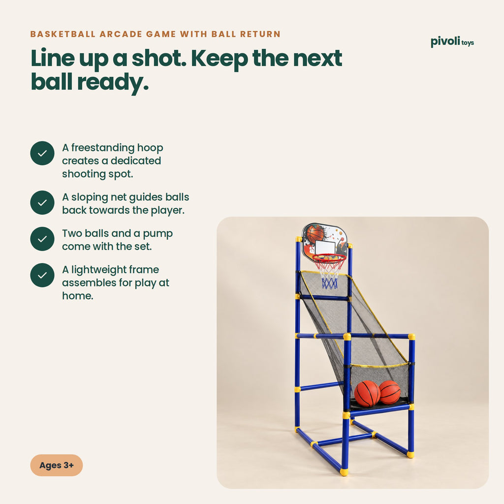 Basketball Arcade Game with Ball Return: key features and age guidance