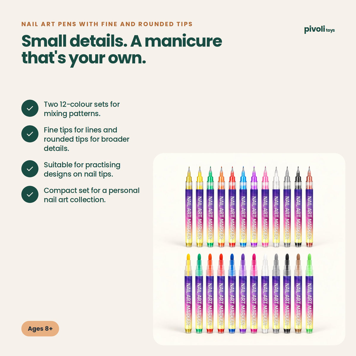 Nail Art Pens with Fine and Rounded Tips: key features and age guidance