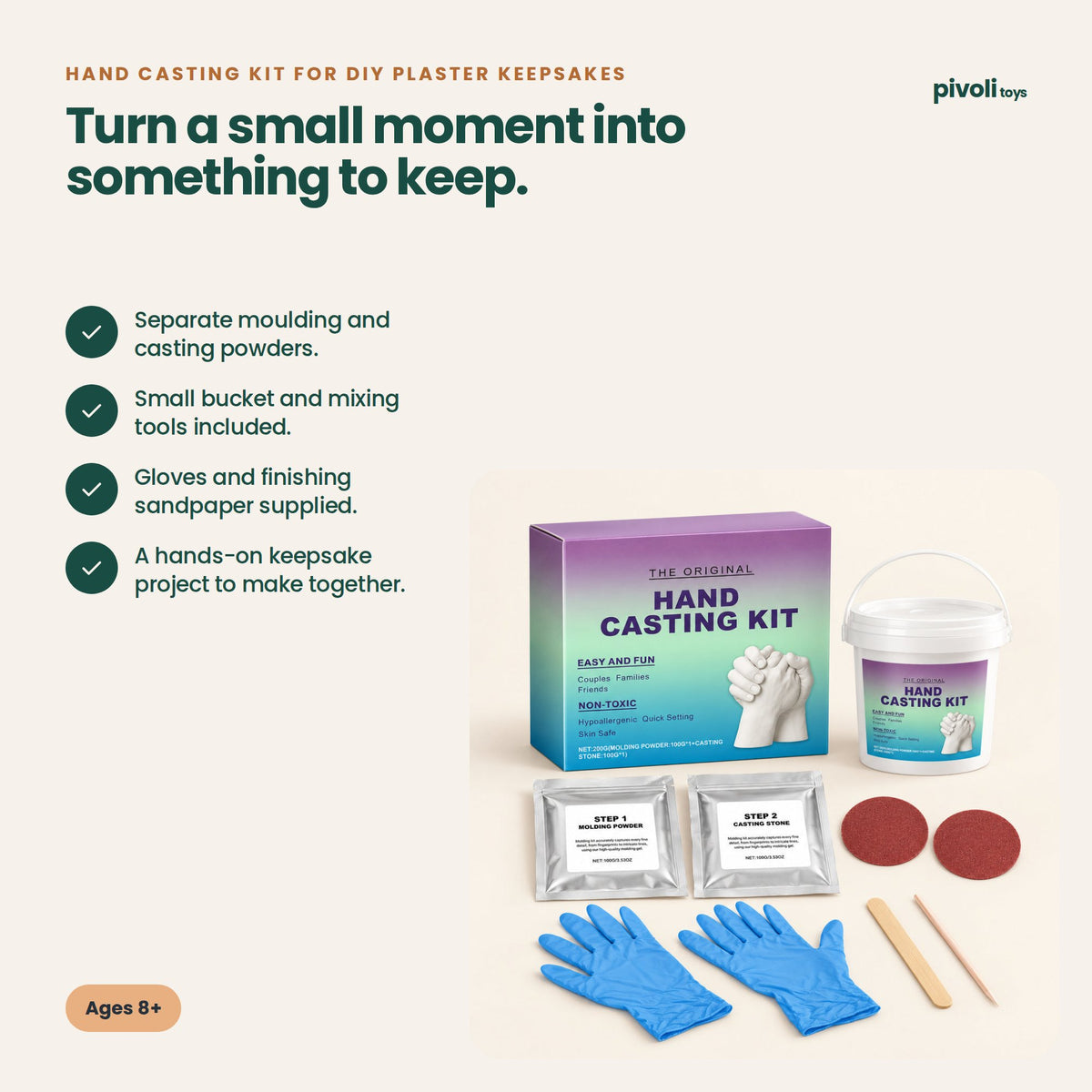 Hand Casting Kit for DIY Plaster Keepsakes: key features and age guidance