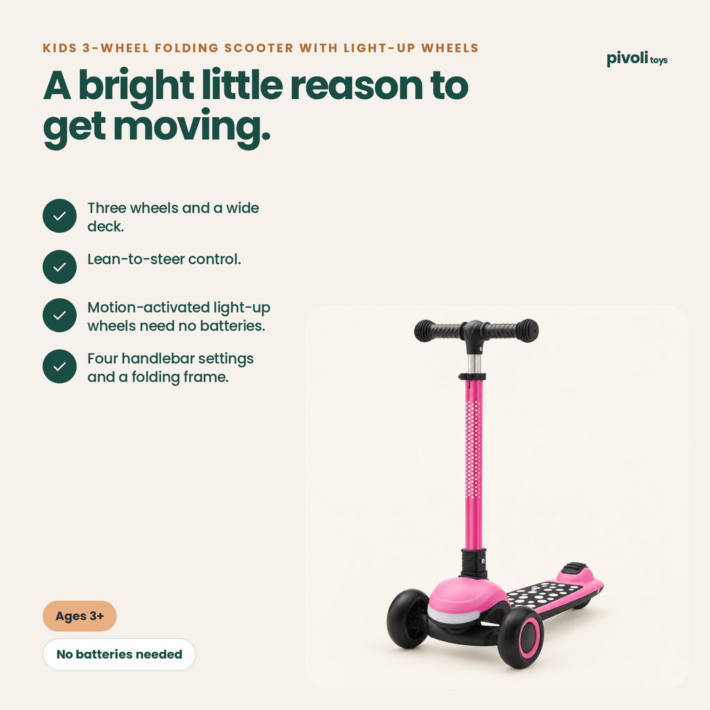 Kids 3-Wheel Folding Scooter with Light-Up Wheels: key features and age guidance