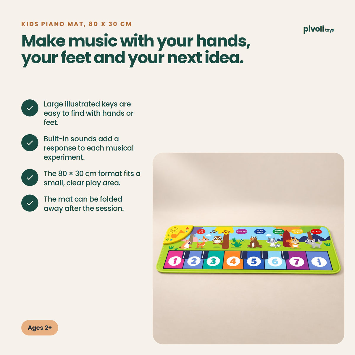 Kids Piano Mat, 80 x 30 cm: key features and age guidance