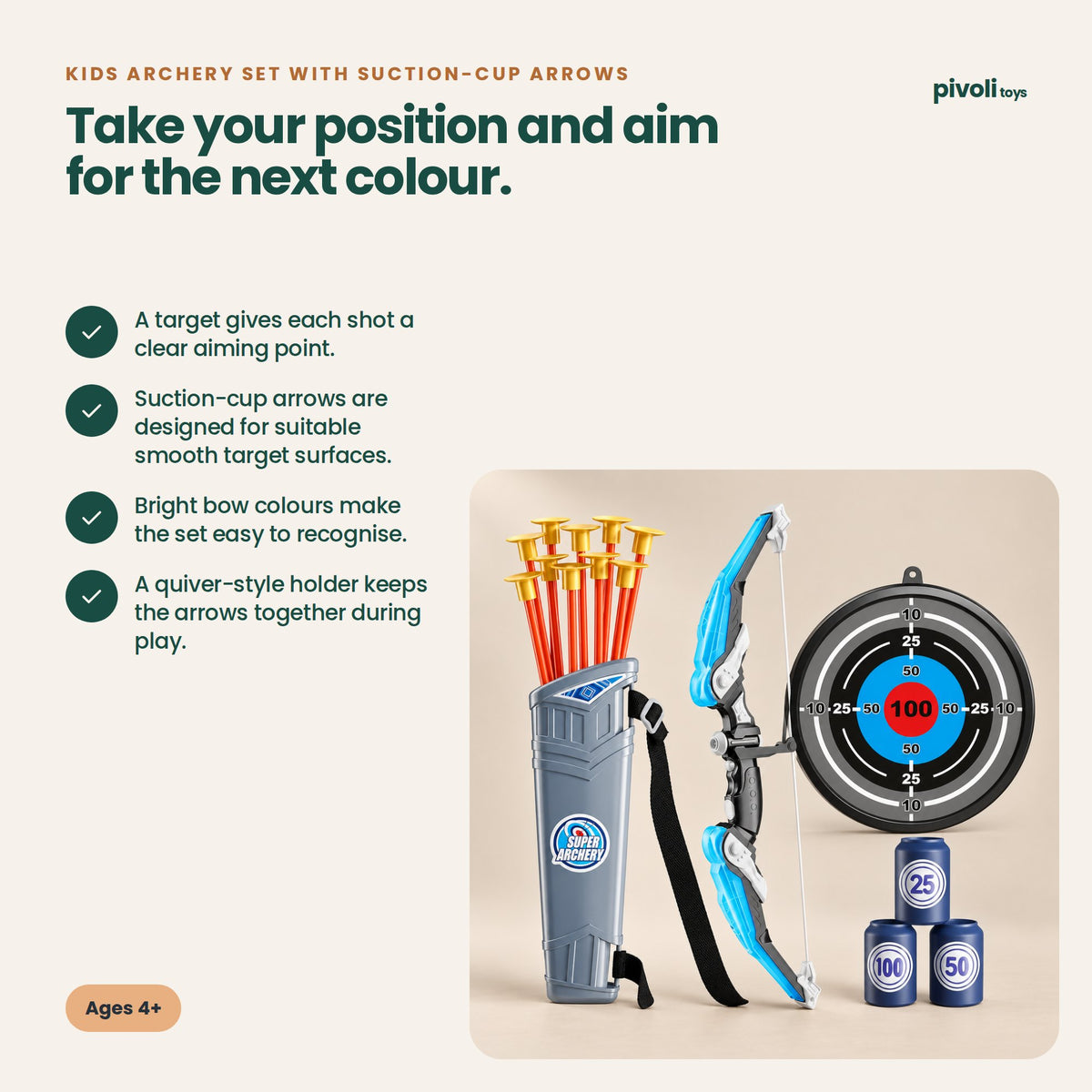Kids Archery Set with Suction-Cup Arrows: key features and age guidance