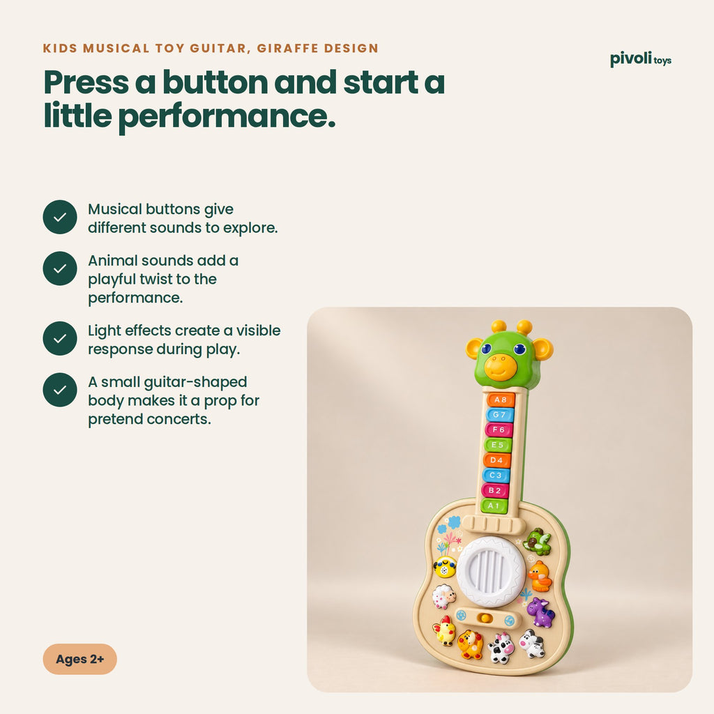 Kids Musical Toy Guitar, Giraffe Design: key features and age guidance