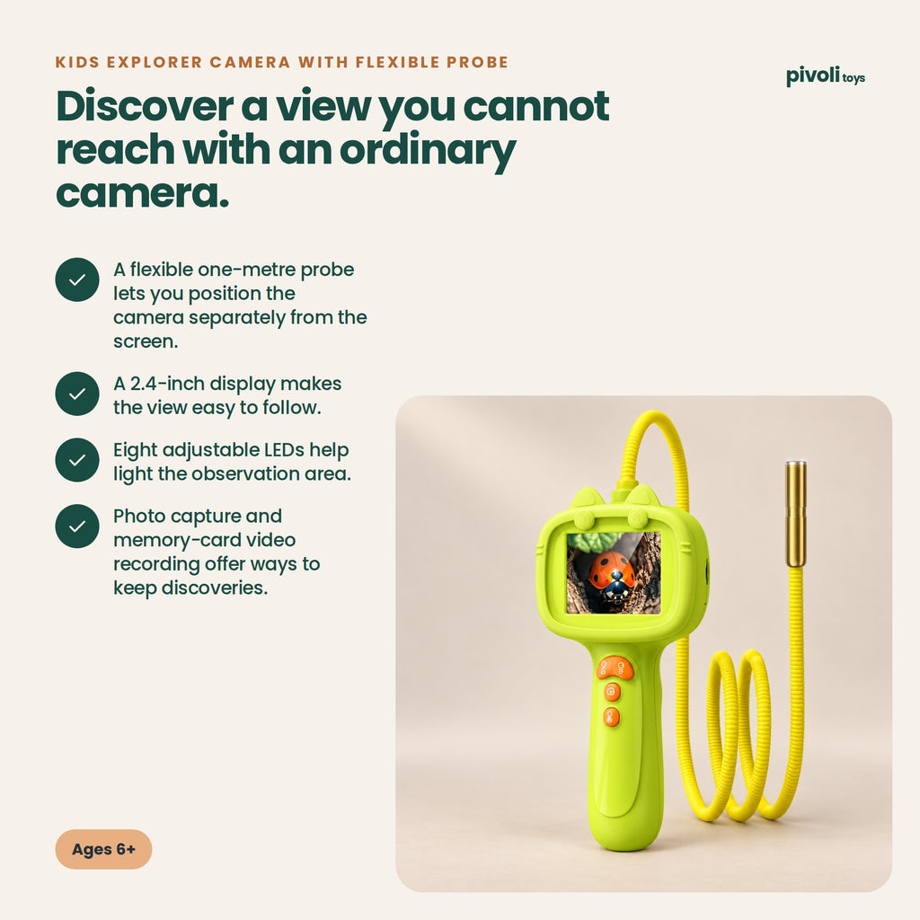 Kids Explorer Camera with Flexible Probe: key features and age guidance