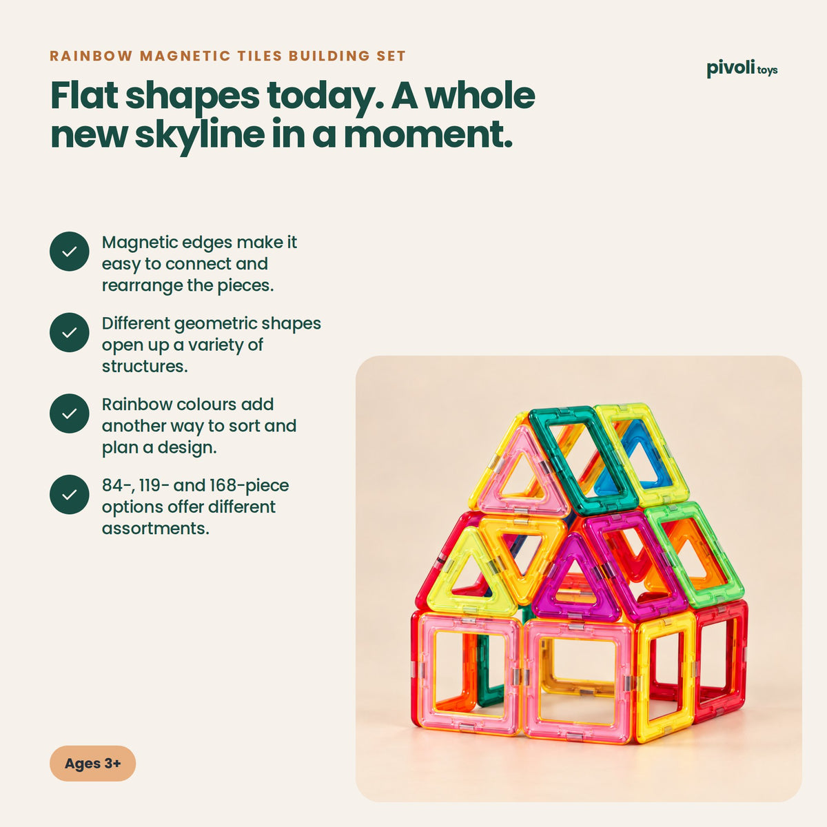 Rainbow Magnetic Tiles Building Set: key features and age guidance