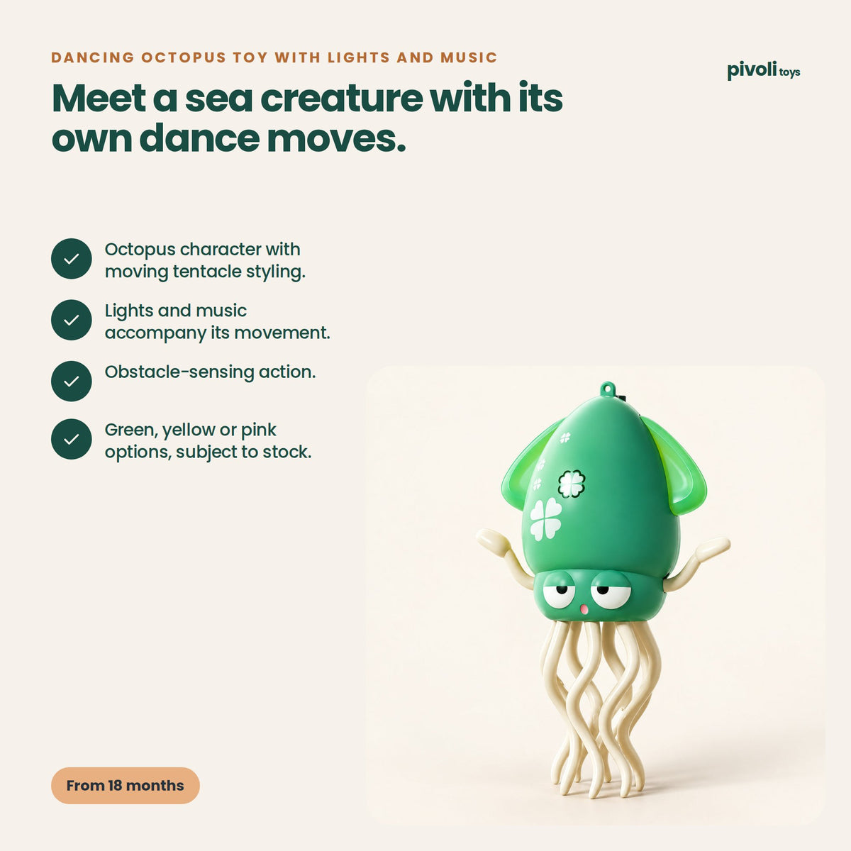 Dancing Octopus Toy with Lights and Music: key features and age guidance