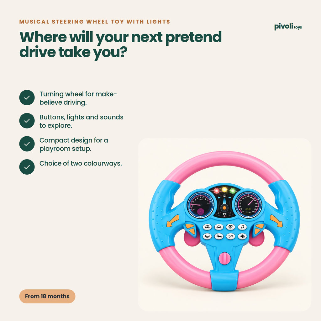 Musical Steering Wheel Toy with Lights: key features and age guidance