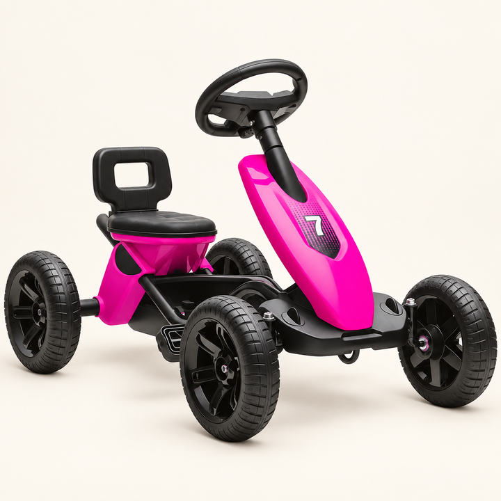 AIYAPLAY Kids' Pedal Go-Kart — studio product photograph on a warm ivory background