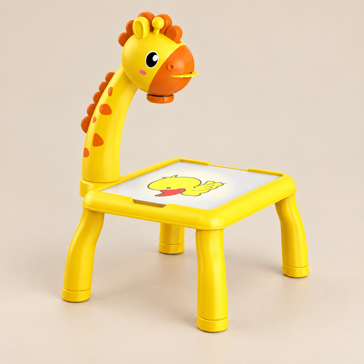 Giraffe Drawing Projector Table on a warm beige studio background