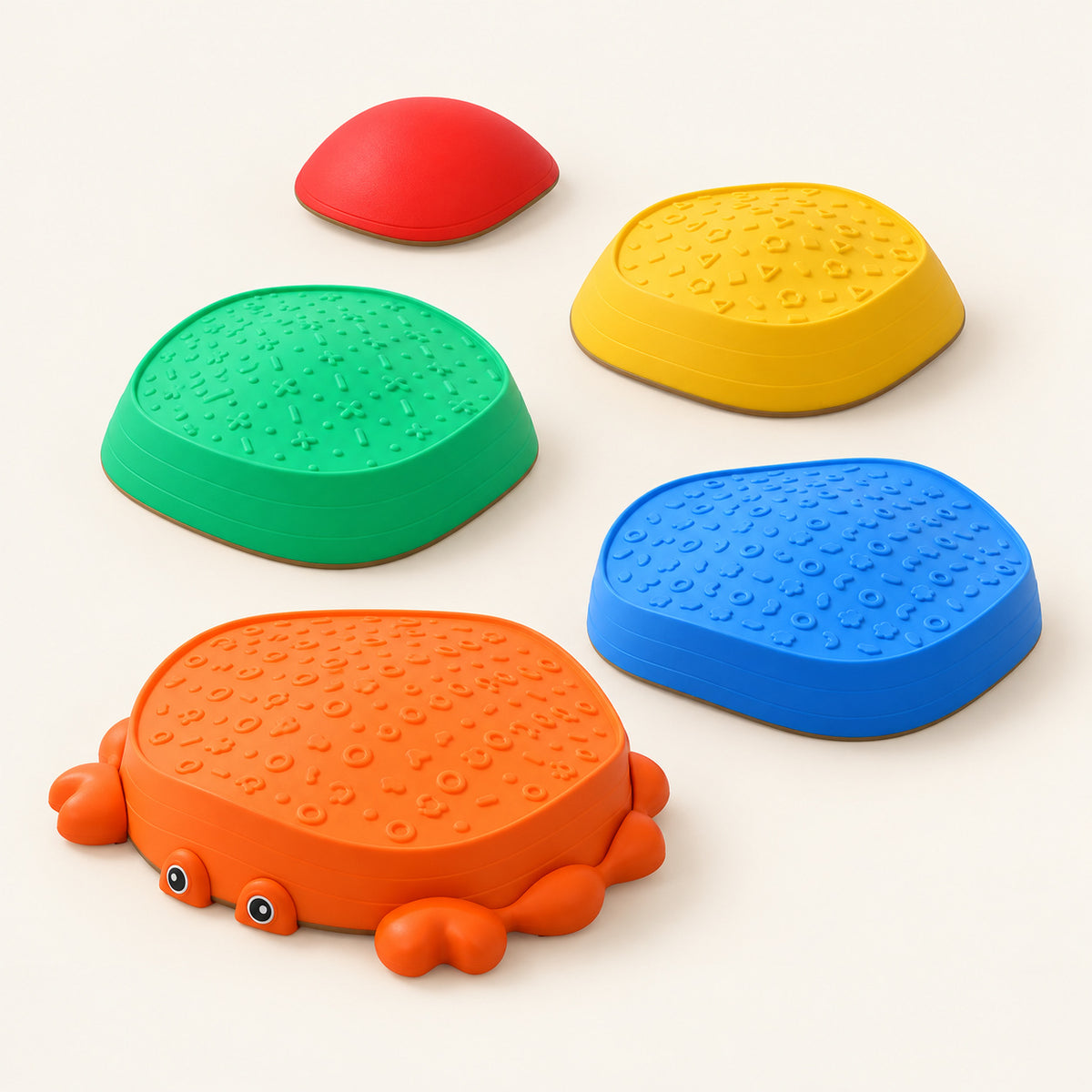 Crab Balance Stepping Stones — Set of 5 — studio product photograph on a warm ivory background