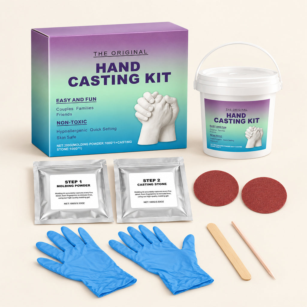 Hand Casting Kit — DIY Plaster Keepsake — studio product photograph on a warm ivory background
