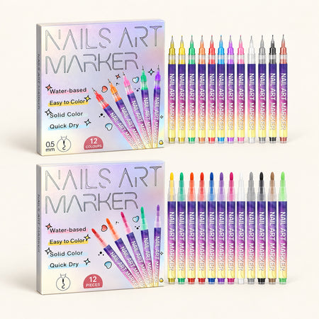 Nail Art Pens — Fine & Rounded Tip Duo