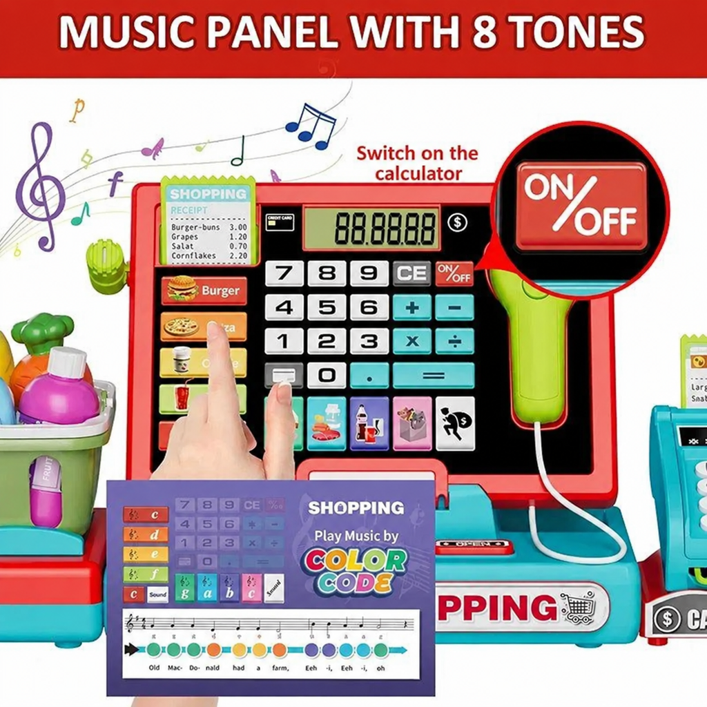 Toy Cash Register with Working Calculator: product details and play ideas