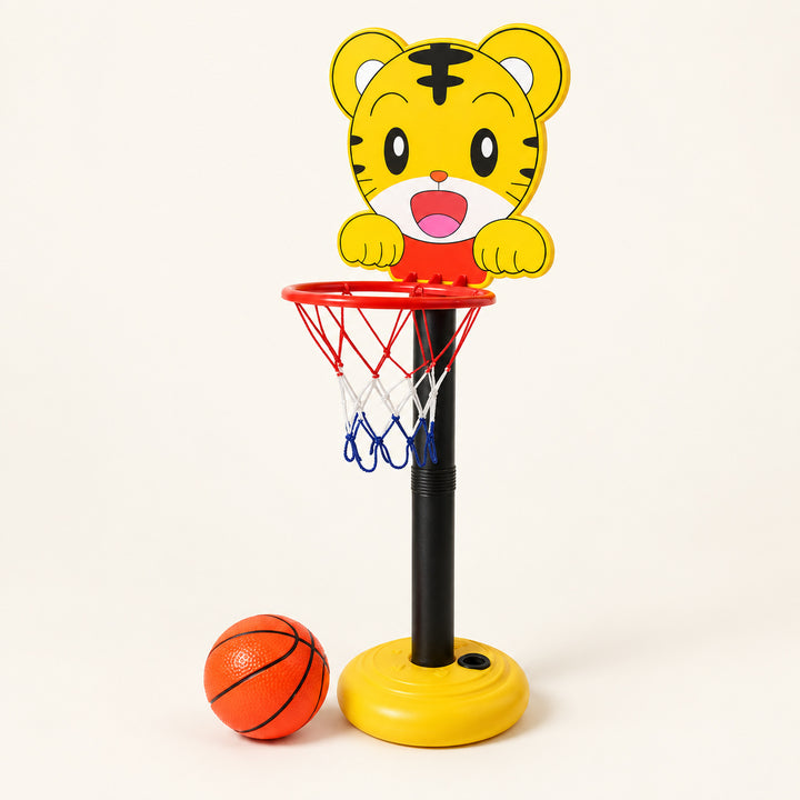 Kids' Adjustable Basketball Hoop with Ball, studio product photograph on a warm ivory background
