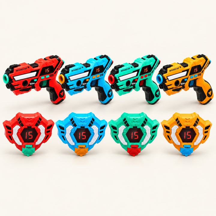 VATOS Rechargeable Laser Tag Set — 2 or 4 Players — studio product photograph on a warm ivory background