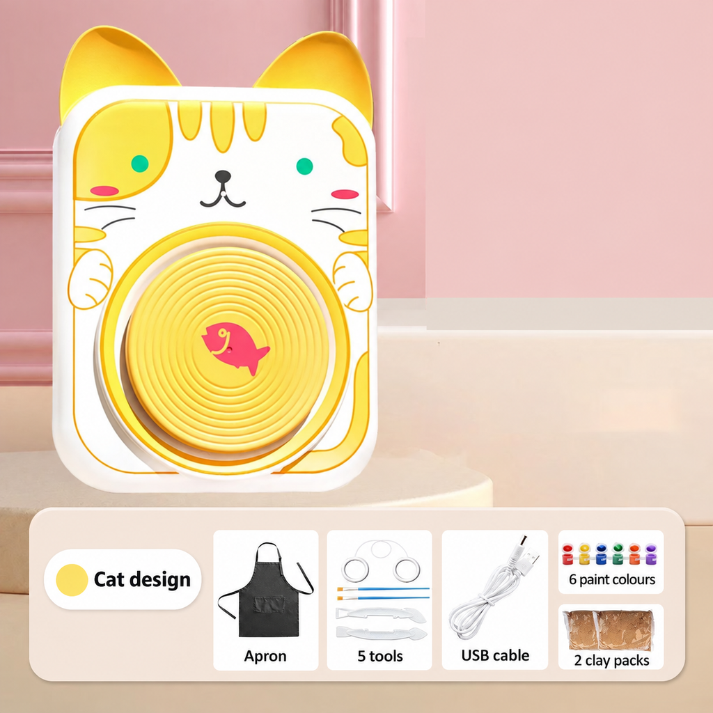 Mini Pottery Wheel Kit, Cat or Dog Design — product details
