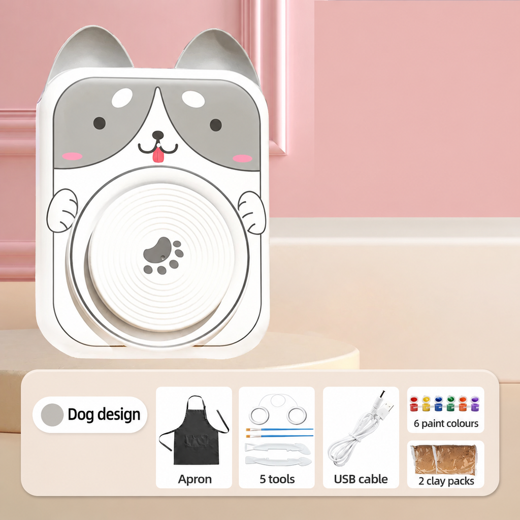 Mini Pottery Wheel Kit, Cat or Dog Design — product details