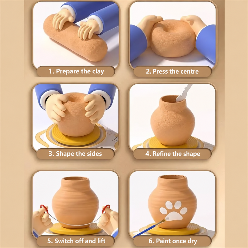 Mini Pottery Wheel Kit, Cat or Dog Design — product details