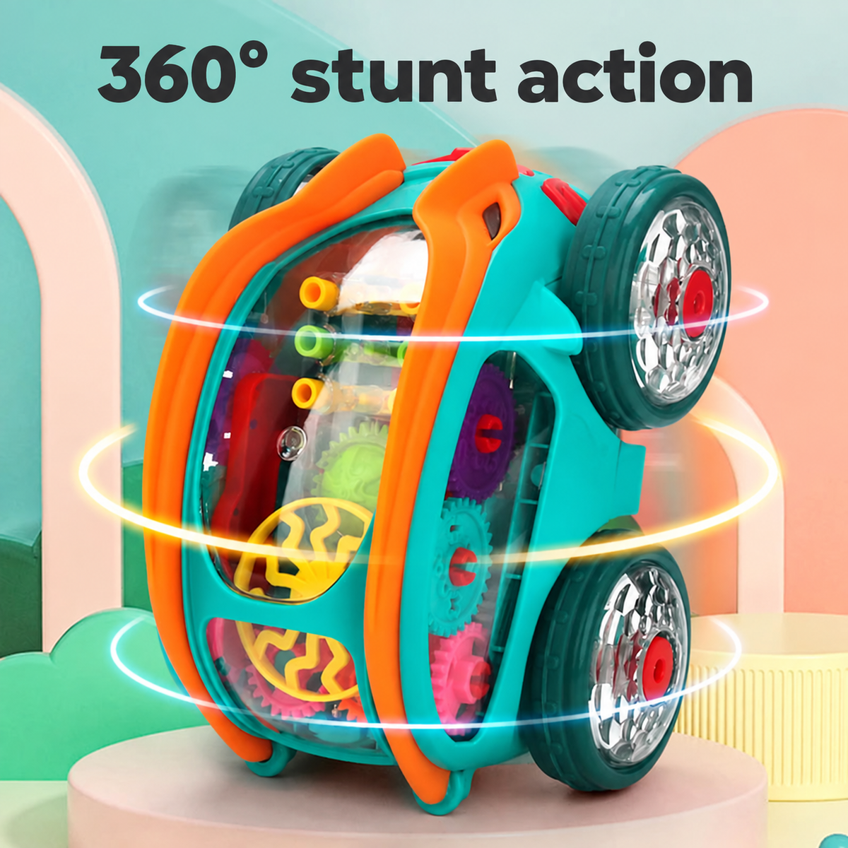 Light-Up Transparent Stunt Car: product details and play ideas (1)