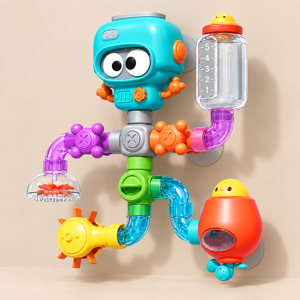 Bath Water Track Toy with Build-and-Pour Play – 21 pieces – toy-only studio photograph