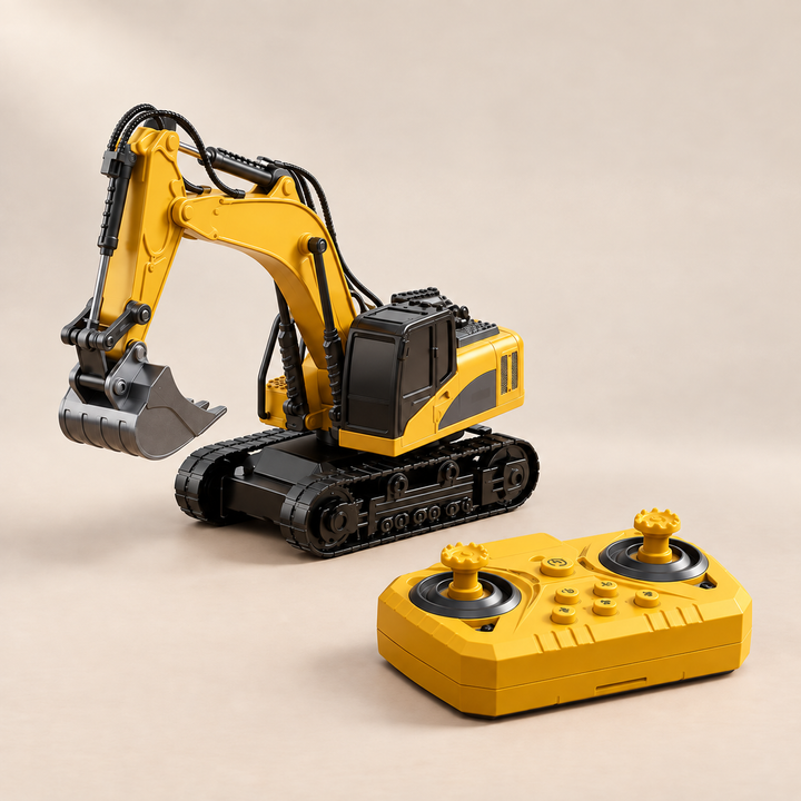 Mini Remote Control Construction Vehicles, clean studio product photograph
