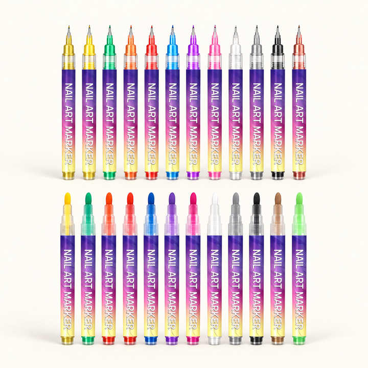 Nail Art Pens with Fine and Rounded Tips, clean studio product photograph