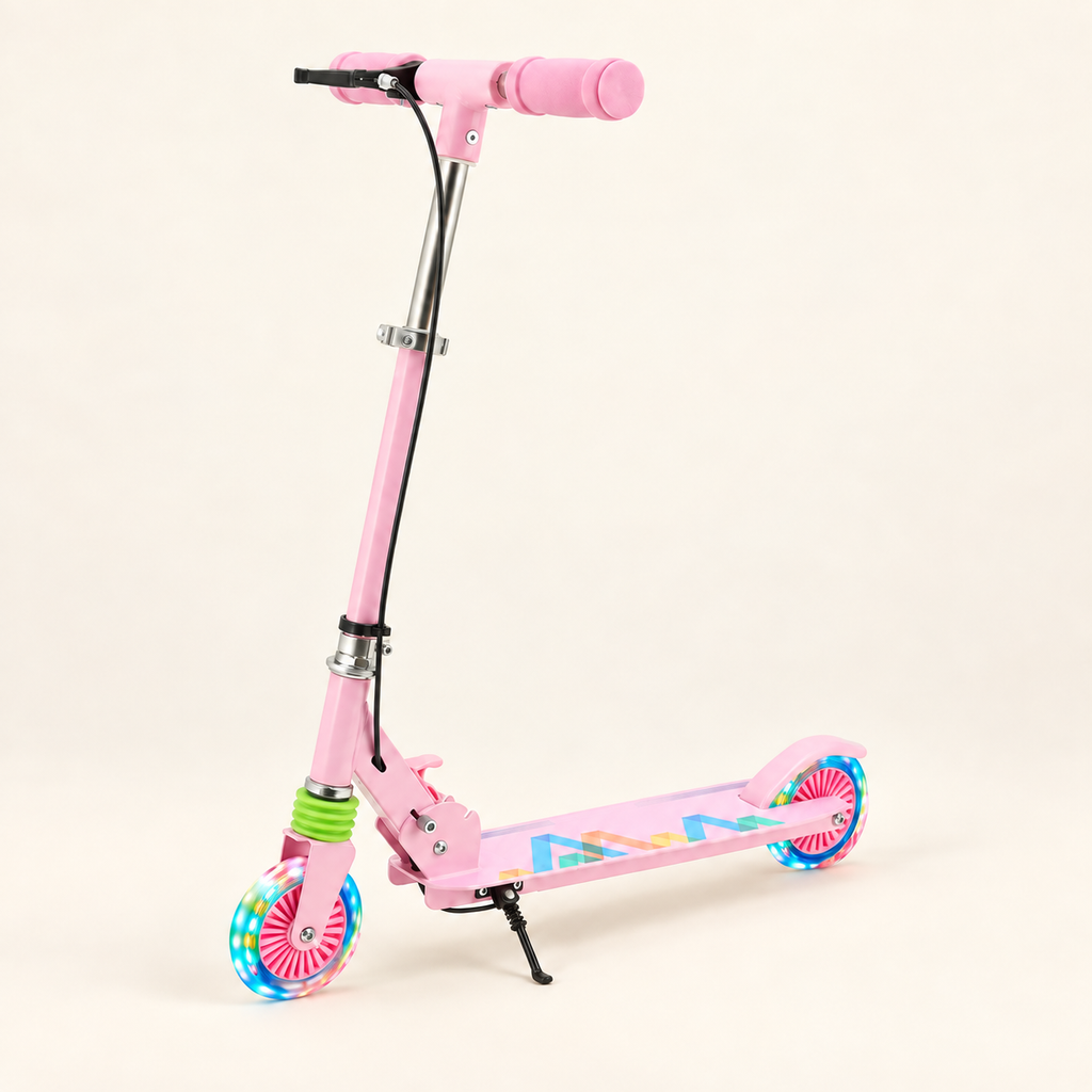 Kids 2-Wheel Folding Scooter with Light-Up Wheels, clean studio product photograph