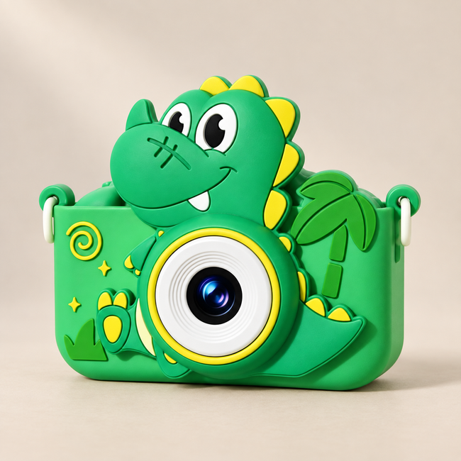 Dinosaur Digital Camera for Kids — Pivoli Toys beige studio photograph