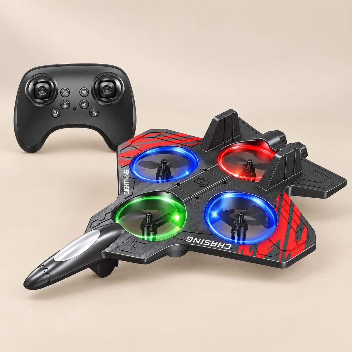E72 Remote-Control Foam Drone — Pivoli Toys beige studio photograph
