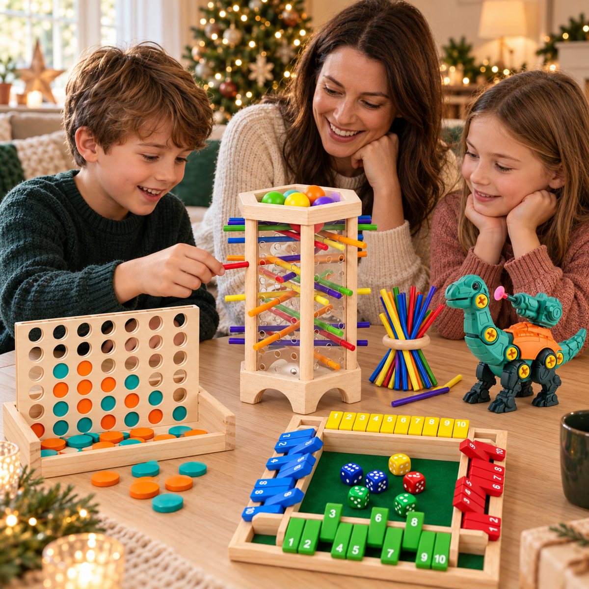 Children playing with the Family Game Night Christmas Gift Set