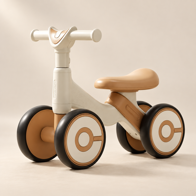 Four-Wheel Balance Ride-On — Pivoli Toys beige studio photograph
