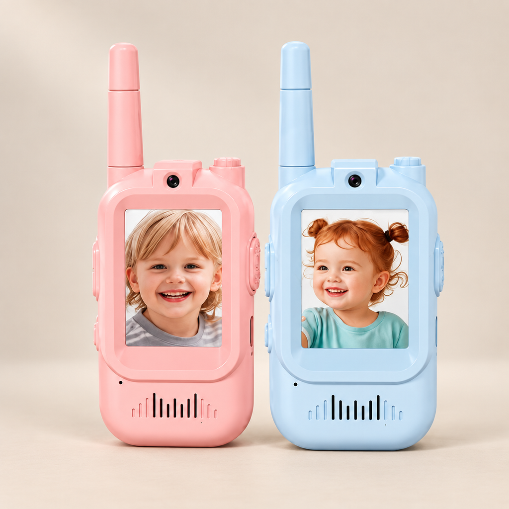 Kids' Video Walkie-Talkies — Pair — Pivoli Toys beige studio photograph