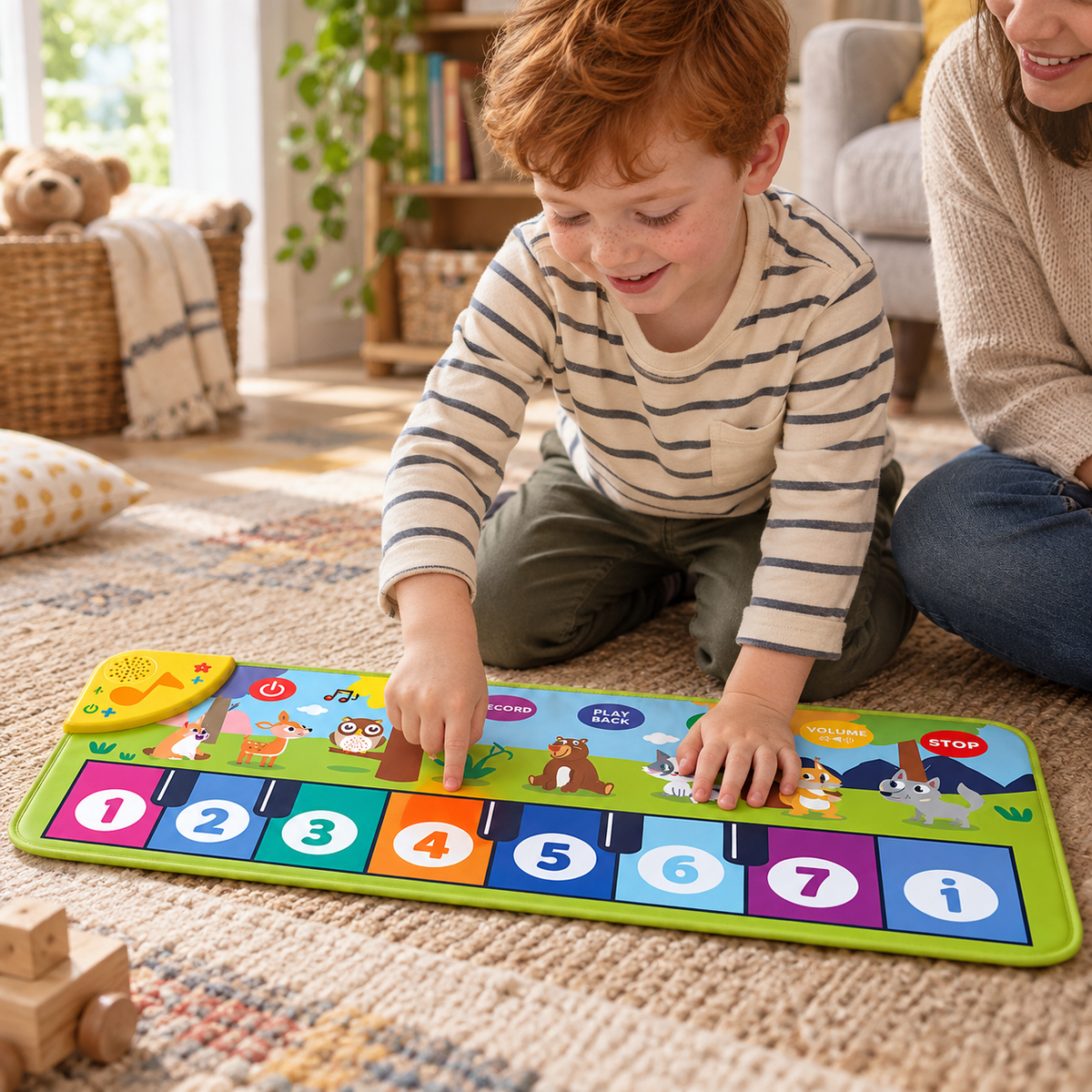 A child using the Kids Piano Mat, 80 x 30 cm during play