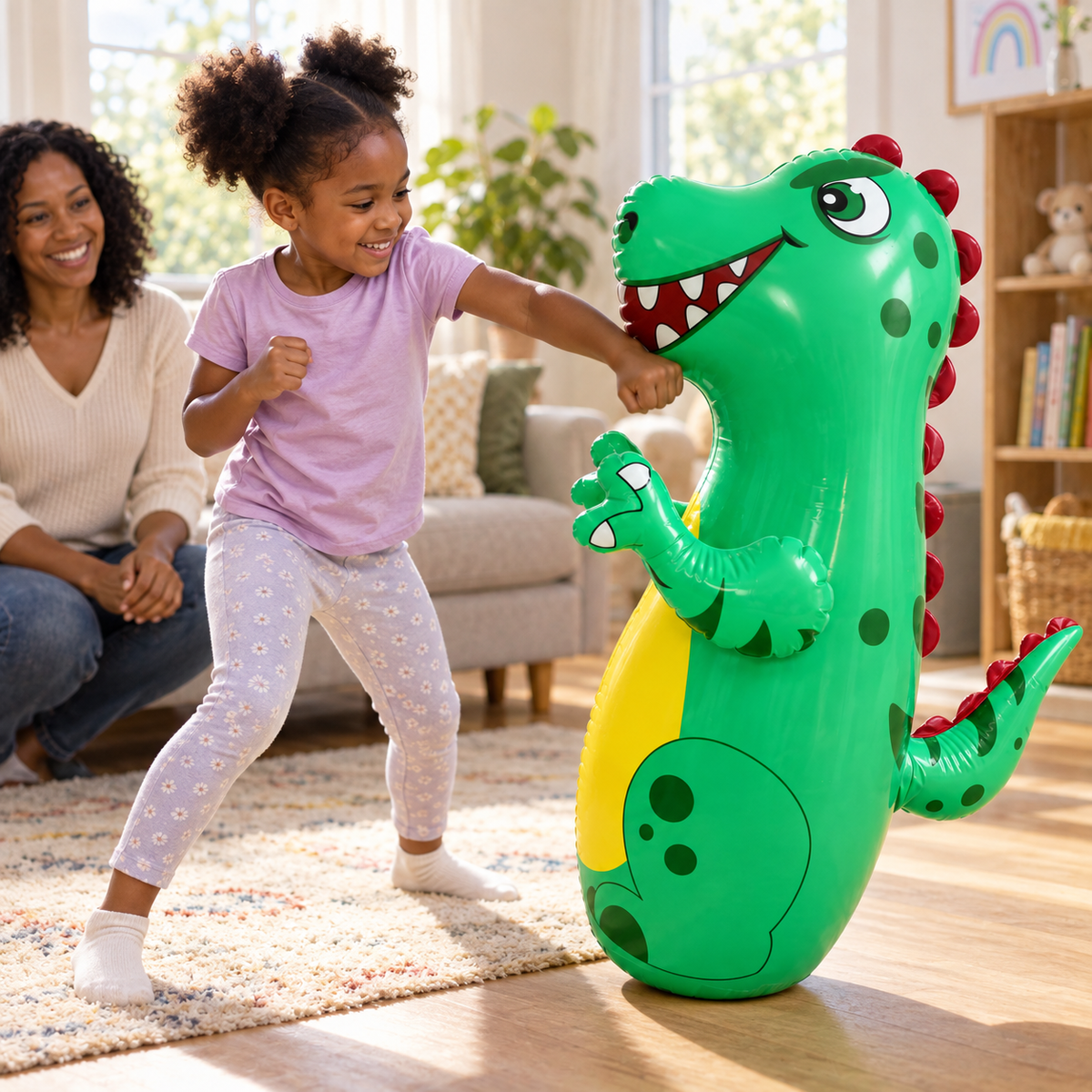 A child using the Inflatable Punching Bag during play