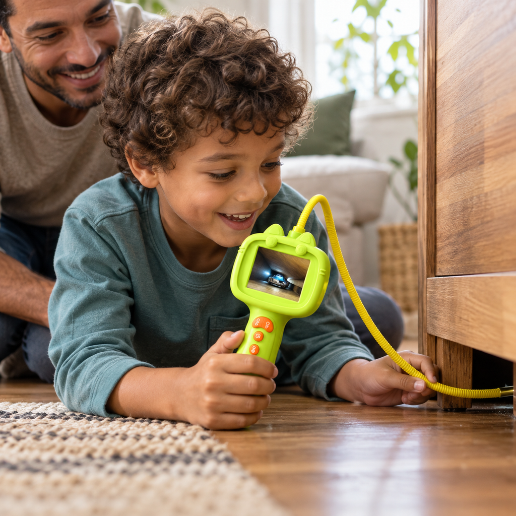 A child using the Kids Explorer Camera with Flexible Probe during play